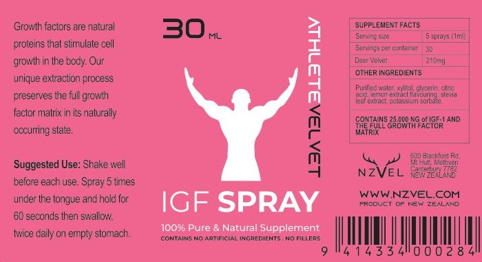IGF-1 Athlete Formula - 25,000NG Deer Velvet Spray